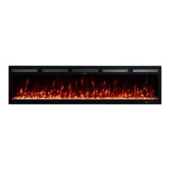 Modern Ember 72 In. Vibrance Built-In Smart Wi-Fi Enabled Linear Electric Fireplace With Remote Control And Adjustable Flame -electric fireplace Store Modern Ember Vibrance ME VIB72 Silo Straight Glass