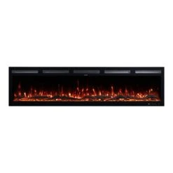 Modern Ember 72 In. Vibrance Built-In Smart Wi-Fi Enabled Linear Electric Fireplace With Remote Control And Adjustable Flame -electric fireplace Store Modern Ember Vibrance ME VIB72 Silo Straight Logs
