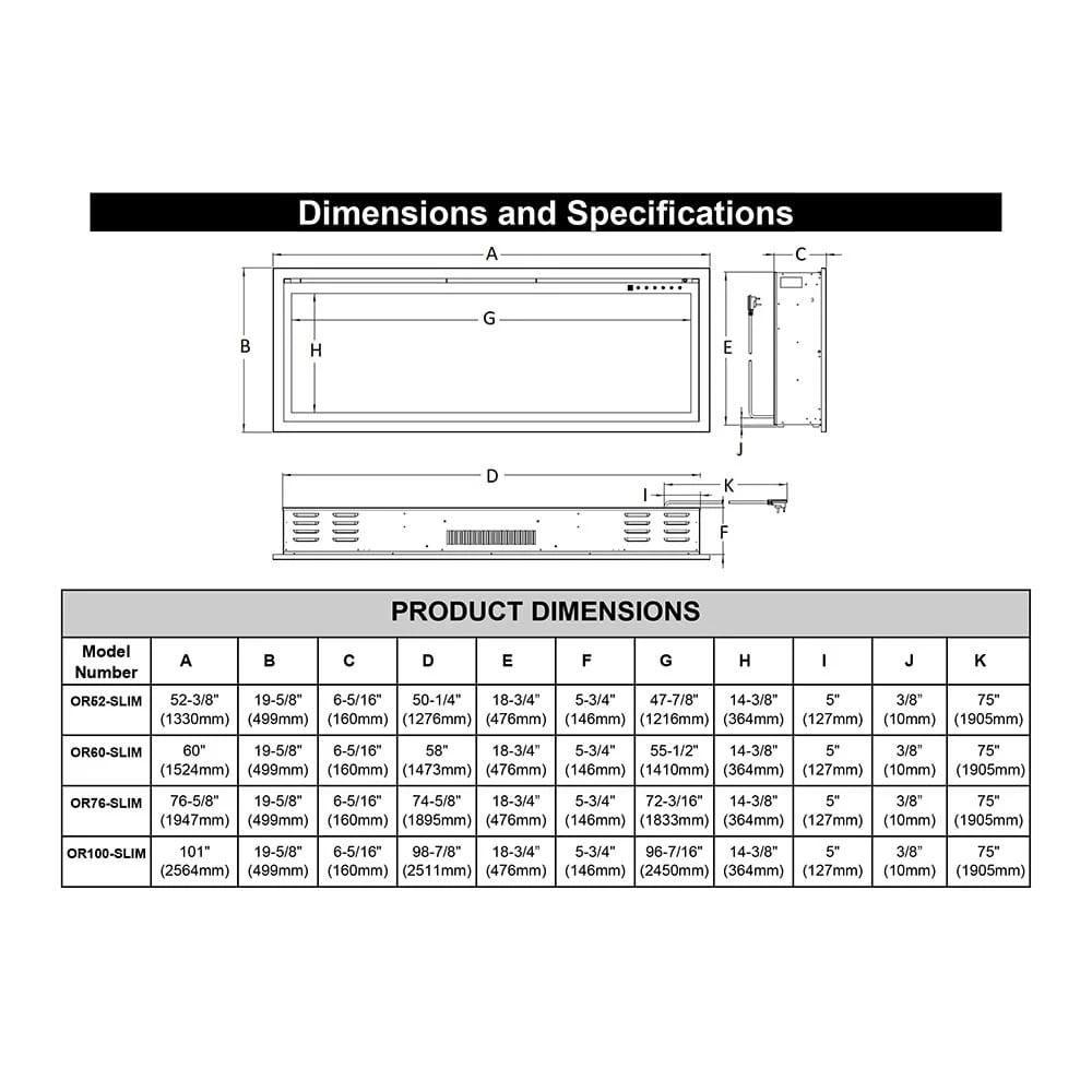 Modern Flames Orion 76-in Slim Heliovision Linear Electric Fireplace 5 Modern Flames Orion 76-in Slim Heliovision Linear Electric Fireplace - Image 5