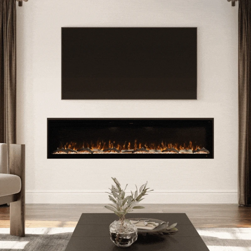Modern Ember 72 In. Aerus LED Smart Electric Fireplace In Black With App Remote Control, Timer, And Multi-Color Flames 2 Modern Ember 72 In. Aerus LED Smart Electric Fireplace In Black With App Remote Control, Timer, And Multi-Color Flames - Image 2