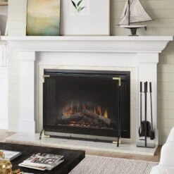 Modern Ember Cecilia Single Panel Fireplace Screen -electric fireplace Store Modern Ember Cecilia Screen Harriet Black Tool Set Lifestyle Angled Close Crop 91b8b571 b13b 4b8e 81a5 82b954811ebc