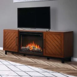 Napoleon Bella Electric Fireplace TV Stand In Walnut