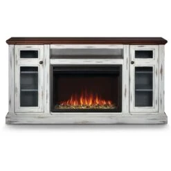 Napoleon Charlotte Electric Fireplace TV Stand In Antique White -electric fireplace Store Napoleon Charlotte NEFP30 3820AW Crystals O Flames Y Embers Silo