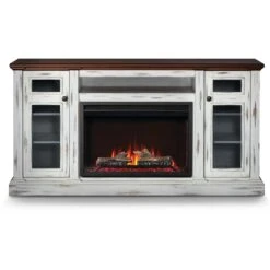 Napoleon Charlotte Electric Fireplace TV Stand In Antique White -electric fireplace Store Napoleon Charlotte NEFP30 3820AW Logs O Flames R Embers Silo