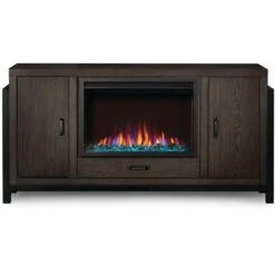 Napoleon Franklin Electric Fireplace TV Stand In Weathered Oak -electric fireplace Store Napoleon Franklin NEFP30 3020RK Crystals Multi Flames T Embers Silo
