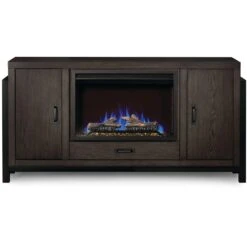 Napoleon Franklin Electric Fireplace TV Stand In Weathered Oak -electric fireplace Store Napoleon Franklin NEFP30 3020RK Logs B Flames Y Embers Silo