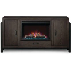 Napoleon Franklin Electric Fireplace TV Stand In Weathered Oak -electric fireplace Store Napoleon Franklin NEFP30 3020RK Logs Multi Flames T Embers Silo