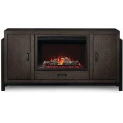 Napoleon Franklin Electric Fireplace TV Stand In Weathered Oak -electric fireplace Store Napoleon Franklin NEFP30 3020RK Logs O Flames R Embers Silo