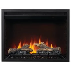 Napoleon 26-in Cineview Built-In Electric Fireplace -electric fireplace Store Napoleon NEFB26H Black Black Crystal Media Logset Orange Flame Front