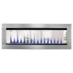 Napoleon 50-In CLEARion ELITE See-Thru Electric Fireplace W/ Decorative Stainless Steel Trim Kit -electric fireplace Store Napoleon NEFBD50HE NEFBD50HE SS DTRM Stainless Steel Clear Crystal Media Voilet Flame Bright Clear Background Front 72df6a0c dcb5 4c3a 995b 58a1a2d6a8c2