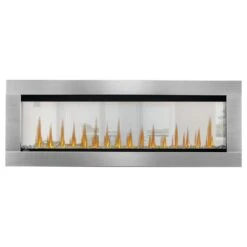 Napoleon 60-In CLEARion ELITE See-Thru Electric Fireplace W/ Decorative Stainless Steel Trim Kit -electric fireplace Store Napoleon NEFBD60HE NEFBD60HE SS DTRM White Crystal Orange Flame Clear Back Ground 6dabd884 6ea4 474e b2a4 a921f2855a94
