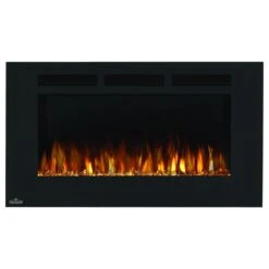 Napoleon 42-In Allure Wall Mount Electric Fireplace -electric fireplace Store Napoleon NEFL42FH Black Yellow Crystal Media Yellow Flame Front