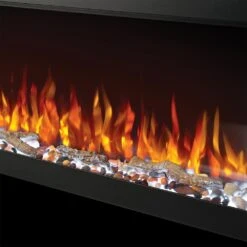 Napoleon 50-In TriVista Pictura 3-Sided Wall Mount Electric Fireplace 32 Napoleon 50-In TriVista Pictura 3-Sided Wall Mount Electric Fireplace -electric fireplace Store Napoleon NEFL50H 3SV Black White Glow Orange Flame Driftwood Media Angle