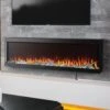 Napoleon 60-In TriVista Pictura 3-Sided Wall Mount Electric Fireplace -electric fireplace Store Napoleon NEFL60H 3SV Black Blue Glow Orange Flame Driftwood Media Closeup