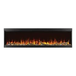 Napoleon 60-In TriVista Pictura 3-Sided Wall Mount Electric Fireplace -electric fireplace Store Napoleon NEFL60H 3SV Black Orange Flame Driftwood Media Straight