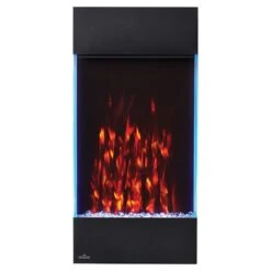 Napoleon 32-In Allure Vertical Wall Mount Electric Fireplace- NEFVC32H -electric fireplace Store Napoleon NEFVC32H Black Crystal Media Blue Line Orange Flame