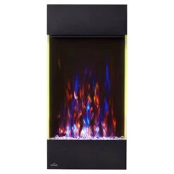 Napoleon 32-In Allure Vertical Wall Mount Electric Fireplace- NEFVC32H -electric fireplace Store Napoleon NEFVC32H Black Crystal Media Gold Line Multi Flame