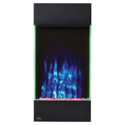 Napoleon 32-In Allure Vertical Wall Mount Electric Fireplace- NEFVC32H -electric fireplace Store Napoleon NEFVC32H Black Crystal Media Green Line Blue Flame