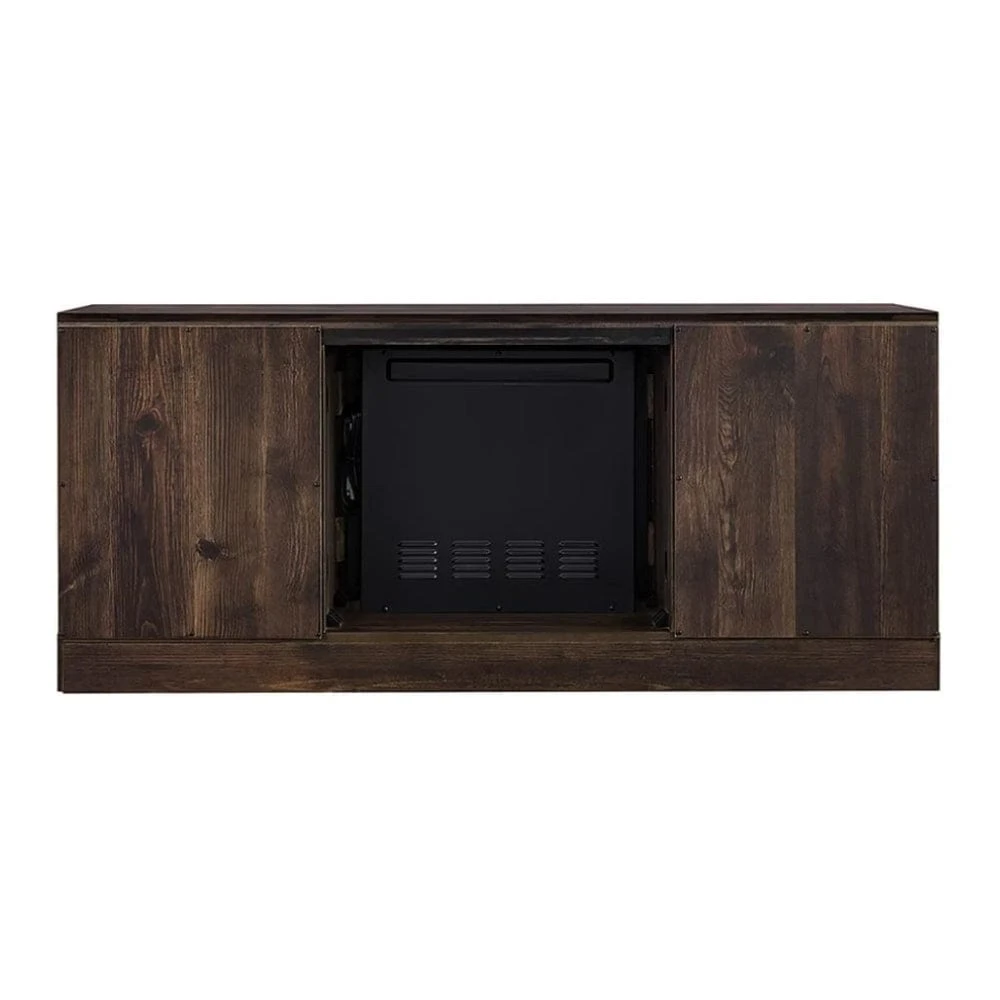 Perry Electric Fireplace TV Stand In Rustic Brown 6 Perry Electric Fireplace TV Stand In Rustic Brown - Image 6
