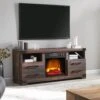 Perry Electric Fireplace TV Stand In Rustic Brown -electric fireplace Store Perry Electric Fireplace Lifestyle Close Crop