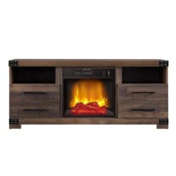 Perry Electric Fireplace TV Stand In Rustic Brown 11 Perry Electric Fireplace TV Stand In Rustic Brown -electric fireplace Store Perry Electric Fireplace Straight Silo