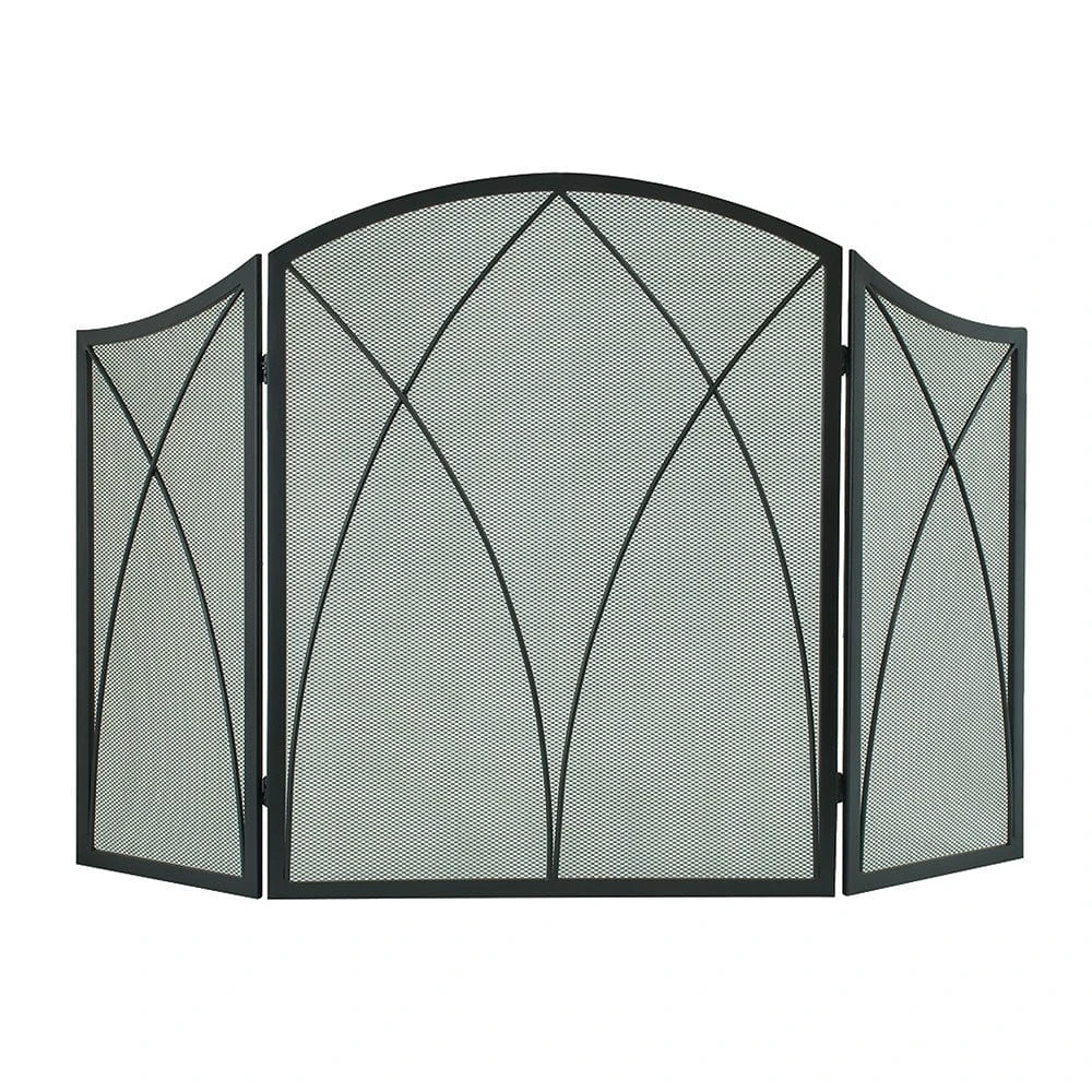 Three Panel Arched Fireplace Screen In Black 1 Three Panel Arched Fireplace Screen In Black