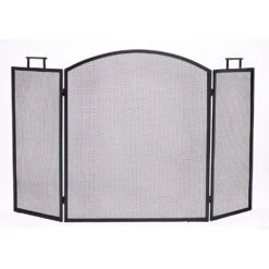 Three Panel Classic Fireplace Screen In Black
