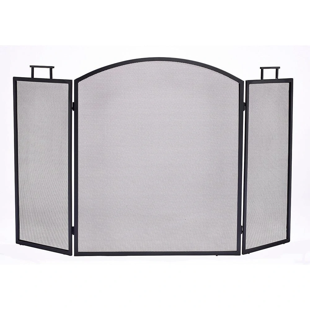 Three Panel Classic Fireplace Screen In Black 1 Three Panel Classic Fireplace Screen In Black