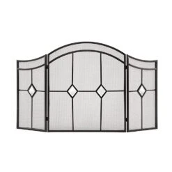 Three Panel Diamond Fireplace Screen In Espresso
