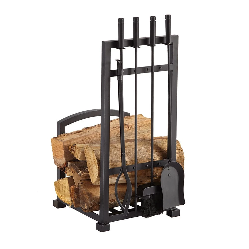 Harper Fireplace Log Rack & Tool Set In Antique Black 30.75-in H 1 Harper Fireplace Log Rack & Tool Set In Antique Black 30.75-in H