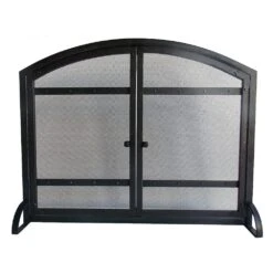 Harper Fireplace Screen With Doors In Antique Black
