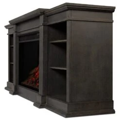 Eliot Grand Electric Fireplace TV Stand In Antique Grey -electric fireplace Store Real Flame 1290E AGR Antique Gray Glowing Ember Bed Logset Detail Side 03d85608 735c 4d77 966d dd60ba3dc490