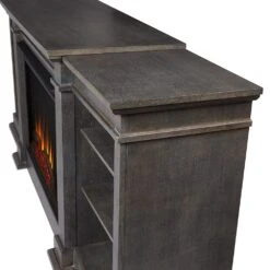 Eliot Grand Electric Fireplace TV Stand In Antique Grey -electric fireplace Store Real Flame 1290E AGR Antique Gray Glowing Ember Bed Logset Orange Flame Detail Side 4cd331ab 4024 443f 97b5 659629bc58ef