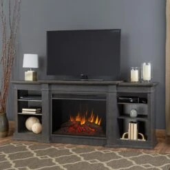 Eliot Grand Electric Fireplace TV Stand In Antique Grey