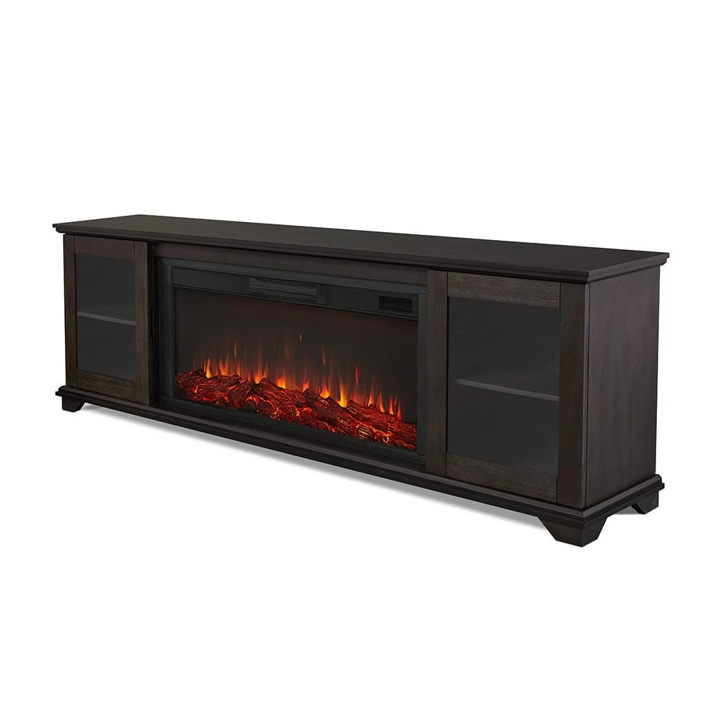 Benjamin Infrared Electric Fireplace TV Stand In Weathered Wood 7 Benjamin Infrared Electric Fireplace TV Stand In Weathered Wood - Image 7
