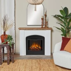 Real Flame Anika 49-in Electric Fireplace Mantel Package In White