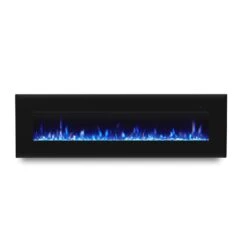 Corretto 72-In Wall Mount Electric Fireplace -electric fireplace Store Real Flame Corretto 72 in 1360E BK Glass Blue White