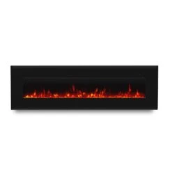 Corretto 72-In Wall Mount Electric Fireplace -electric fireplace Store Real Flame Corretto 72 in 1360E BK Glass Red