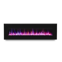 Corretto 72-In Wall Mount Electric Fireplace -electric fireplace Store Real Flame Corretto 72 in 1360E BK Rocks Pink