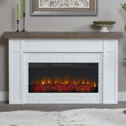 Cravenhall Infrared Electric Fireplace Mantel Package In White