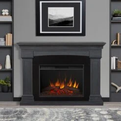 Deland Grand Electric Fireplace Mantel Package In Gray