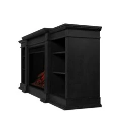 Eliot Grand Electric Fireplace TV Stand In Black -electric fireplace Store Real Flame Eliot 1290E BLK Detail Side ab294fa2 d2cc 4310 a43f 9ab127917561
