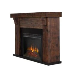 Gunnison Grand Electric Fireplace Mantel Package In Chestnut Barnwood -electric fireplace Store Real Flame Gunnison 8700E CHBW Detail Side