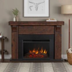Gunnison Grand Electric Fireplace Mantel Package In Chestnut Barnwood