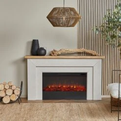 Real Flame Malie Landscape 67-in Fireplace Mantel Package In Venetian Gray