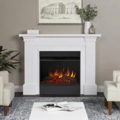 Manus Infrared Electric Fireplace Mantel Package In White -electric fireplace Store Real Flame Manus 8140E W Lifestyle b8758a2a fd41 4627 856f d5536ba673c1