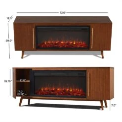 Morris 72-in Electric Fireplace TV Stand In Vintage Black Maple -electric fireplace Store Real Flame Morris Vintage Black Maple 13058E VBM Dimensions