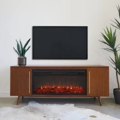 Morris 72-in Electric Fireplace TV Stand In Vintage Black Maple -electric fireplace Store Real Flame Morris Vintage Black Maple 13058E VBM Lifestyle 2