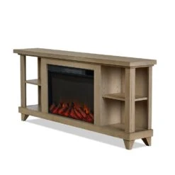 Penrose Infrared Electric Fireplace TV Stand In Driftwood 11 Penrose Infrared Electric Fireplace TV Stand In Driftwood -electric fireplace Store Real Flame Penrose Slim 7770E DRFW Angled Silo ce680269 80b8 448c b981 4501ac92c9ae