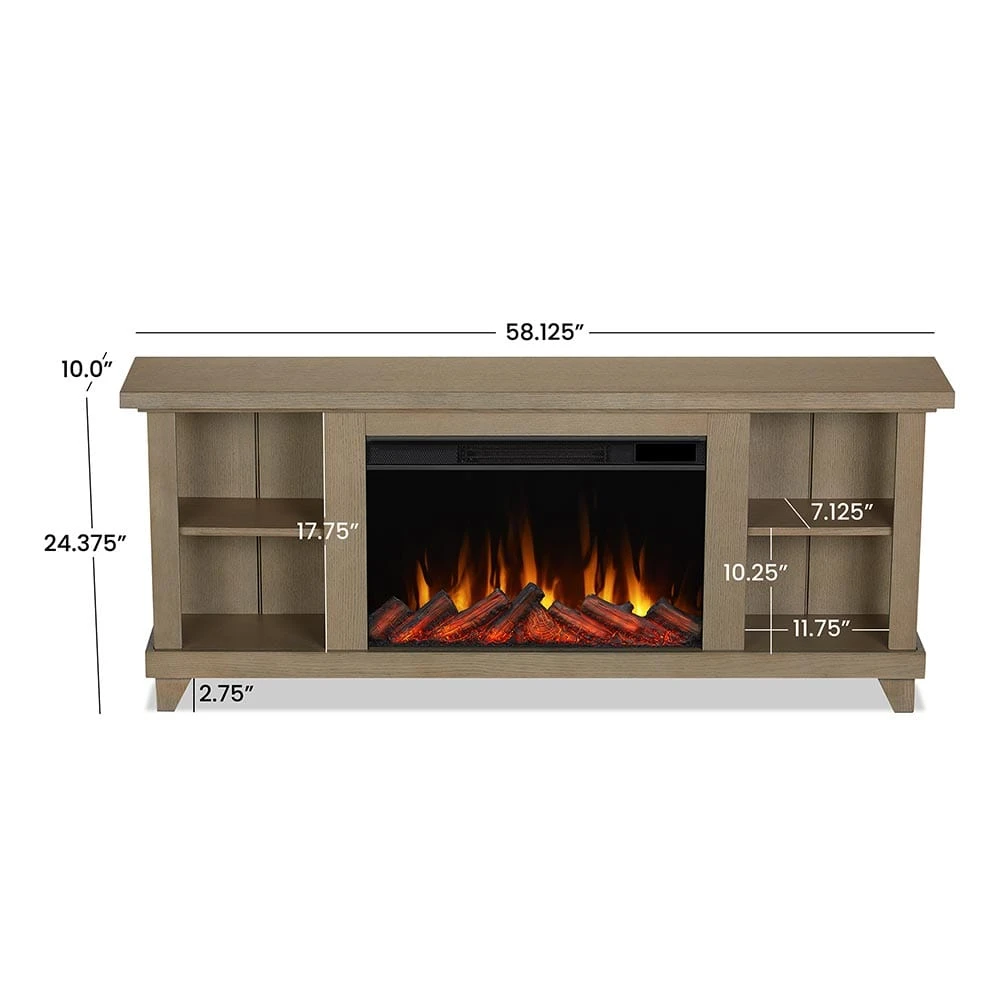Penrose Infrared Electric Fireplace TV Stand In Driftwood 2 Penrose Infrared Electric Fireplace TV Stand In Driftwood - Image 2